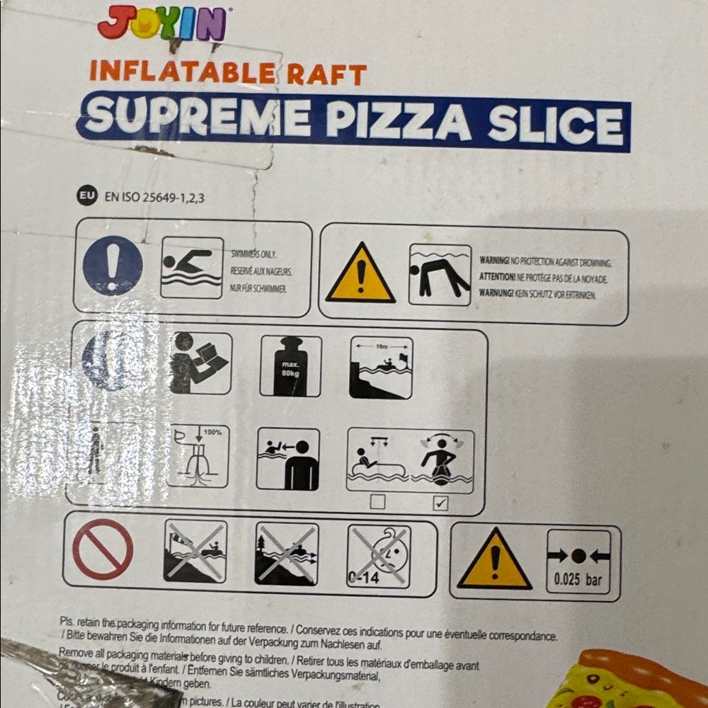 Joyin Giant Inflatable Supreme Pizza Slice Pool Raft Durable Summer Fun Swimming - Picture 6 of 7